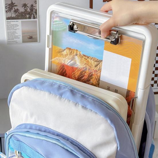 Multi-Function Exam Folder with Clip A4 Document Organizer Transparent Waterproof Writing Board Portable File Folder