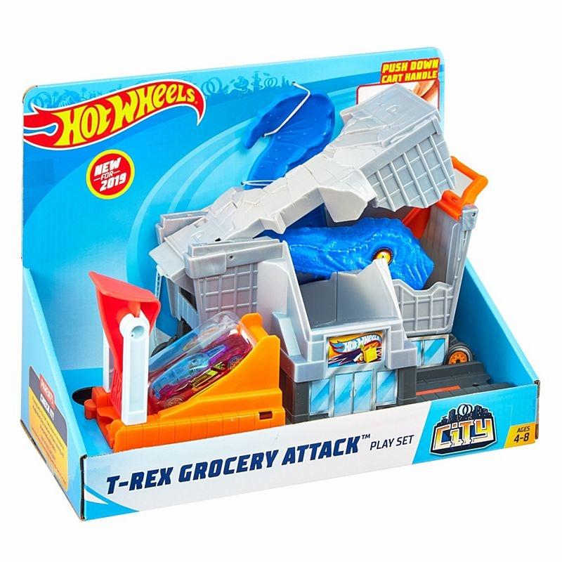hot wheels city t rex grocery attack