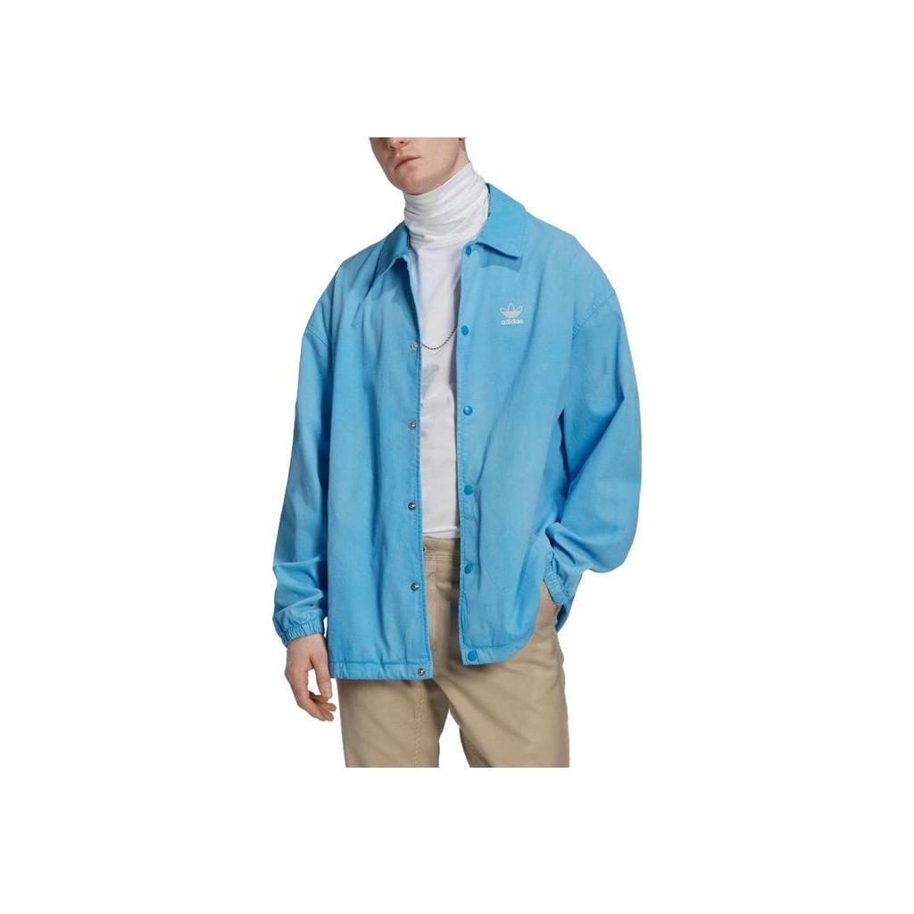 Adidas Originals Loose Fit Logo Print Long Sleeve Jacket Men jackets Blue HK7512