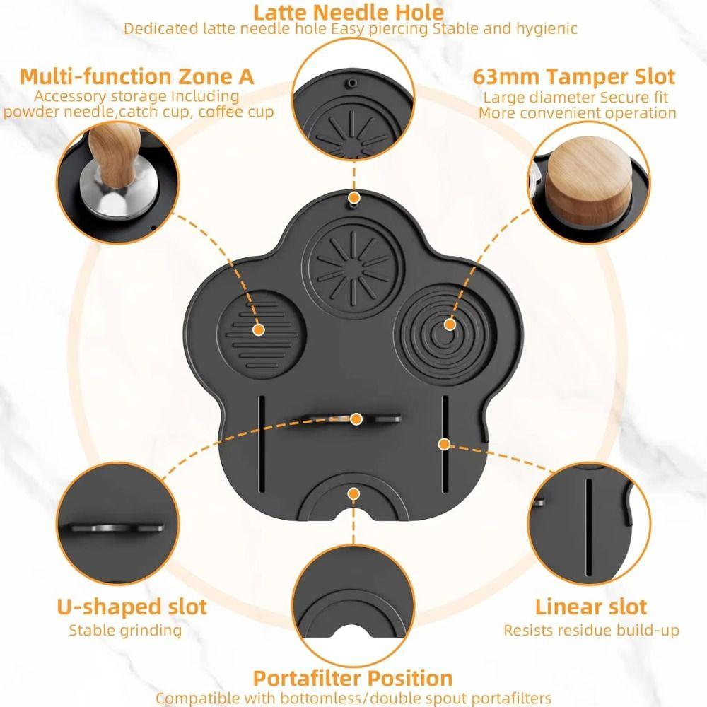 Silicone Material Espresso Tamping Pad Non-Slip Powder Hammer Holder  Cafe Barista