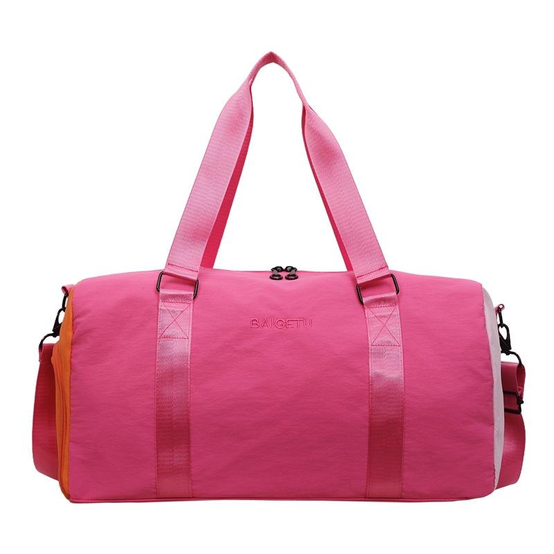 New dopamine-style color-blocked multifunctional travel bag for women, large capacity, lightweight, hand-held, crossbody gym bag