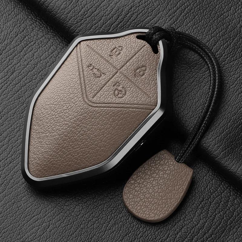 Metal And Leather Car Key Case Cover For Changan Deepal S7 Sl03    Car Key Case Protect Fob