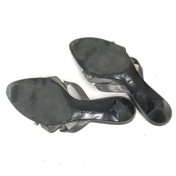 Miu Miu Mule Sandals Low Heel 37.5 23.5 Gray Shoes Mule Sandal(USED)