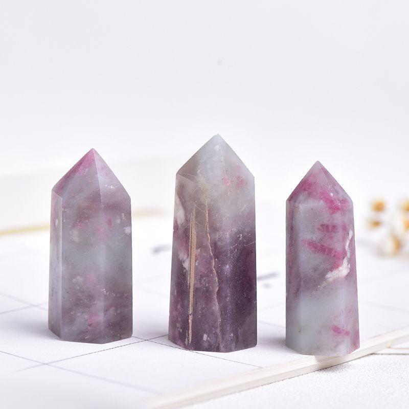 Beautifully Authentic Pink Tourmaline Tower Quartz Crystal Point Wand For Reiki Healing