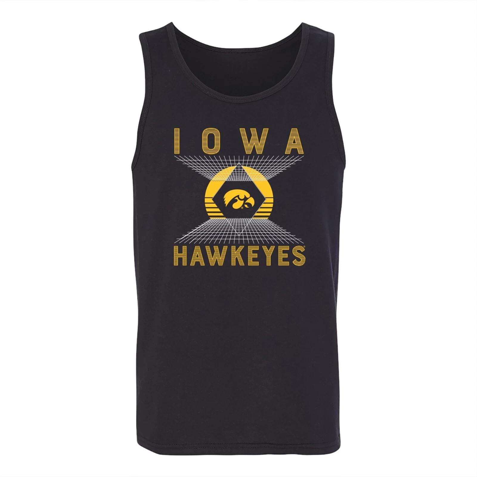 Iowa Vaporwave Grid Cotton Tank Top - Black L
