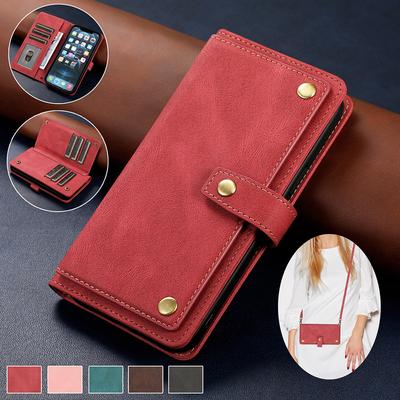Crossbody Wallet Multi Card Flip Lanyard Leather Case for iPhone 15 14Plus 13 12 11Pro Max XS Max 8P 7P/Samsung S23 S22 S21 S20Ultra Plus A14 A54 A53