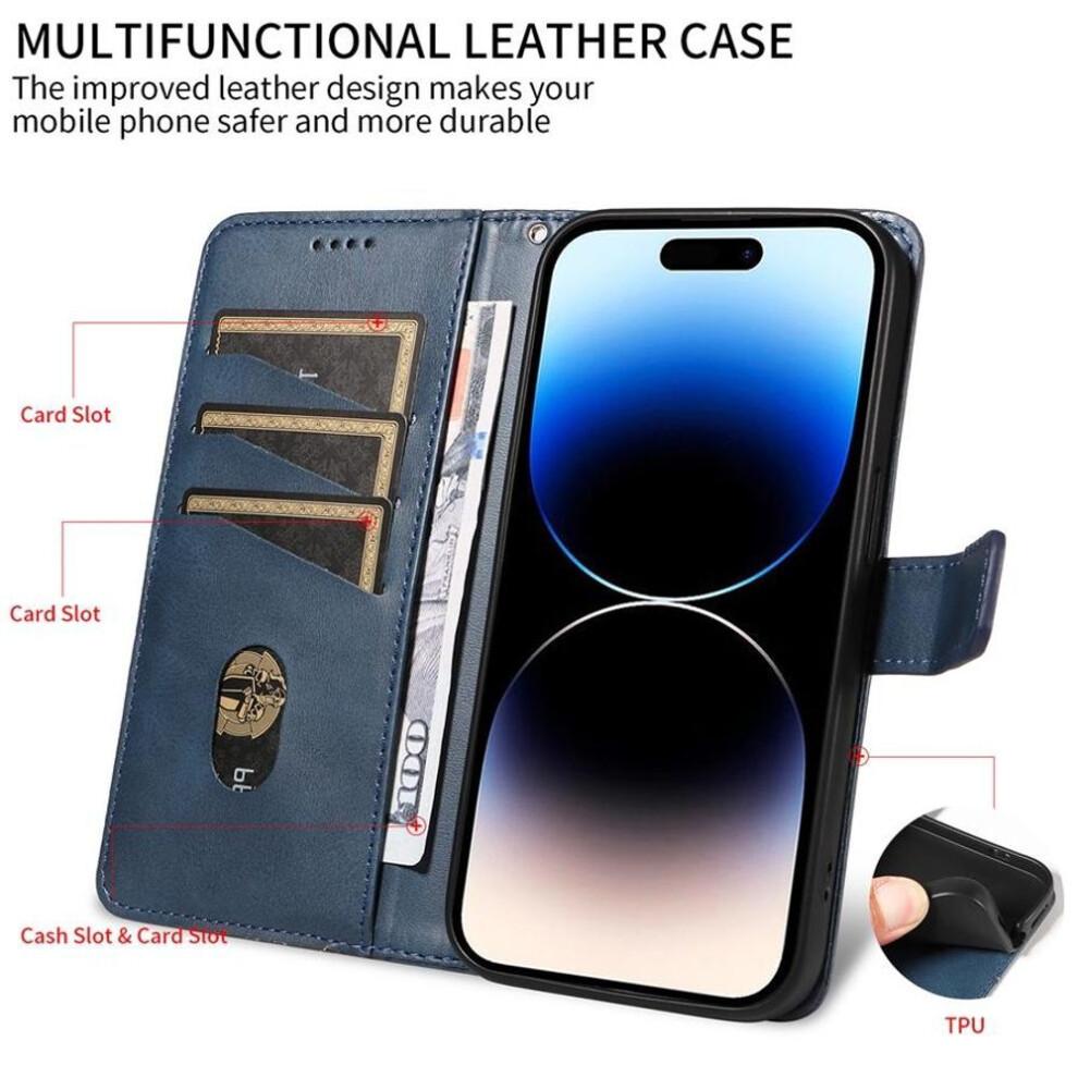 (blue, Samsung S23 Ultra) Oily Premium Pu Leather Phone Case For Samsung Stand Holder Wallet Case With Strap
