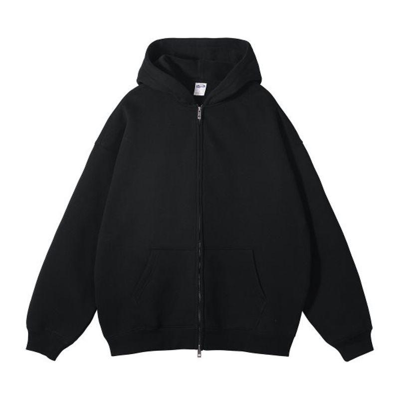 

Akiyo Studio Fashion High Street Fall and Winter New Fleece Padded Coat Tops Zipper Cardigan Loose Women s Wear Black M
