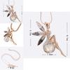 Stylish Angel Wing Pendant Necklace Floral Alloy Jewelry Gift For Women Corporate Event Souvenir