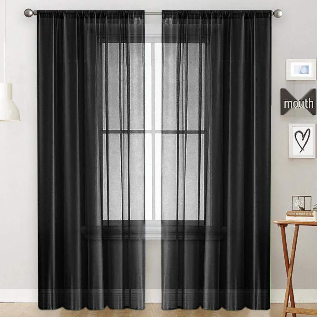 Solid Color Double String Terylene Semi-Light-Blocking Gauze Curtain