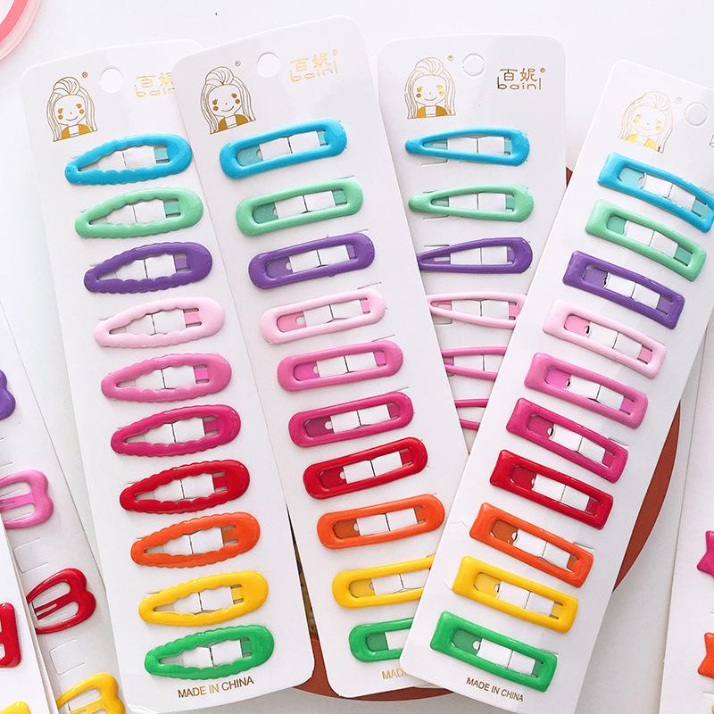 10pcs/pack Girls Colorful Alloy Bobby Pins Lovely Water-drop Heart Star Hairpins Rainbow Hair Clips Barrette Grips For Children