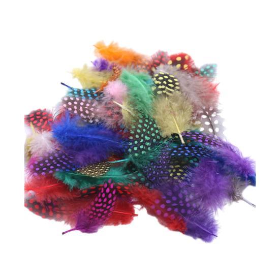 50 шт. Перья цесарки Натуральные перья хвоста курицы Яркие цвета 4,5-10 см Перья для поделок DIY Серьги Ловец снов Свадьба Пасха
