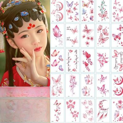 Waterproof Tattoo Decals: Long-lasting, Washable Flower & Hairpin Patterns, High-Quality Eyebrow Stickers for Girls