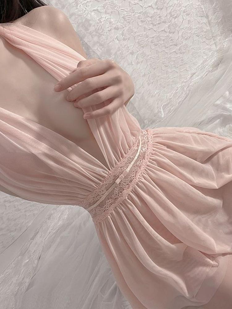 Sexy Lingerie See-through Lace Dress Temptation One-shoulder Pure Desire Uniform Sexy Underwear Attractiveness Irresistible