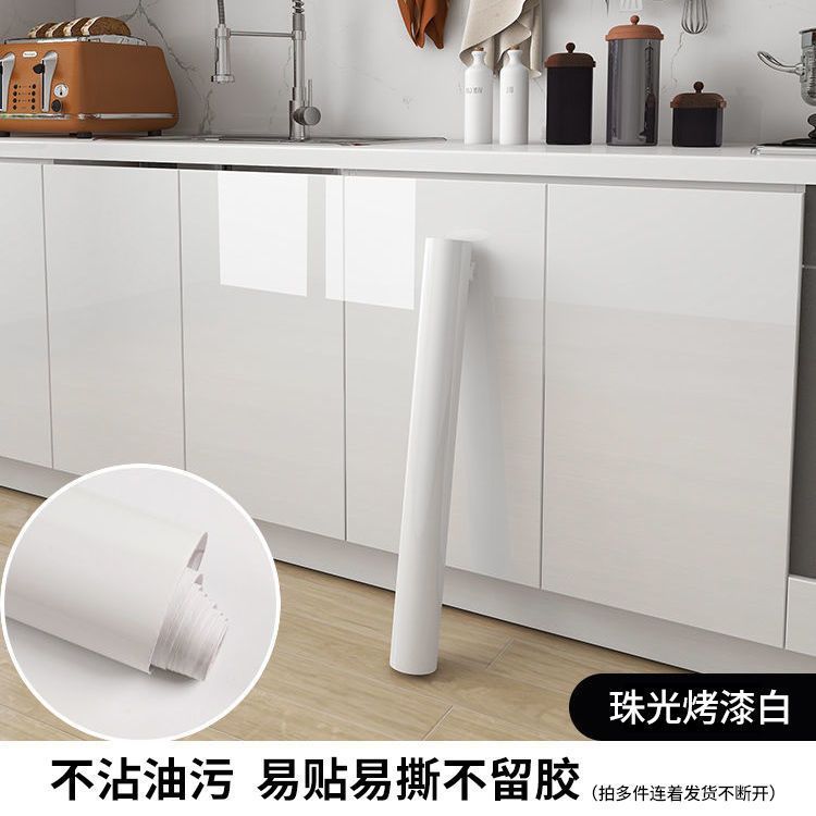 Shiny Black DIY Self Adhesive Kitchen Cabinets Wallpaper Waterproof Wall Stickers Vinyl Contact Paper Renovation Home Decor Film