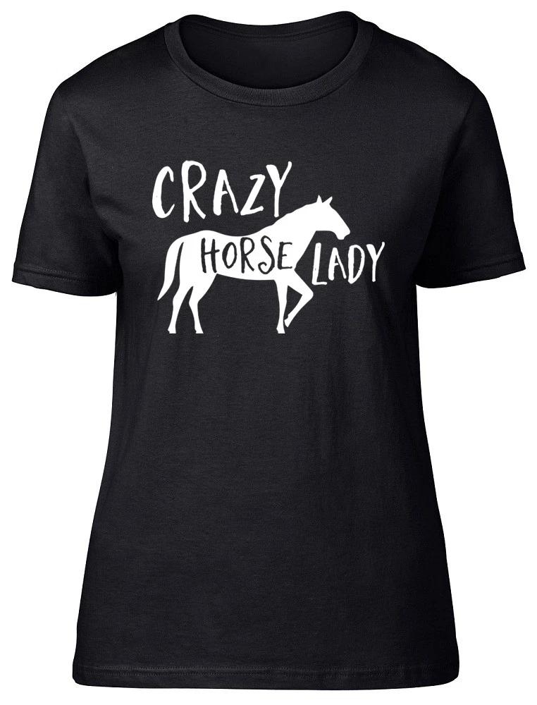 Crazy Horse Lady Ladies Womens Fitted T-Shirt Animal Hobby Riding Birthdya Tee L