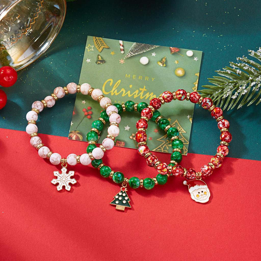 Weihnachts-Charm-Armband-Set mit Schneeflocke, Rentier, Weihnachtsmann zum Verschenken in der Weihnachtszeit