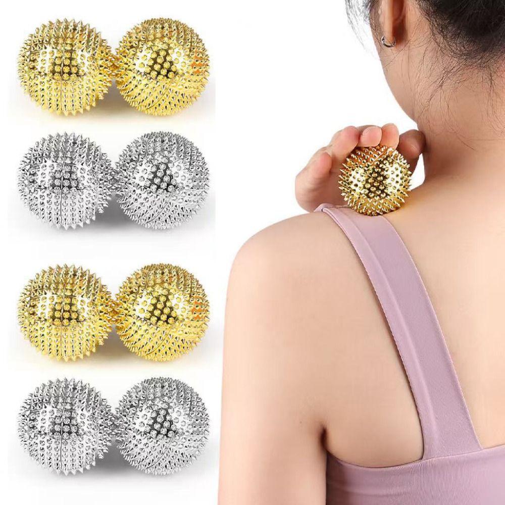 2Pcs ABS Hard Material Spiky Hand Roller Built-in Magnet Acupoint Massage Ball Office