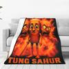 Tung Tung Tung Sahur Meme Blanket Cover Fleece Italian Brainrot Ultra-Soft Throw Blankets for Outdoor Travel Bedspread