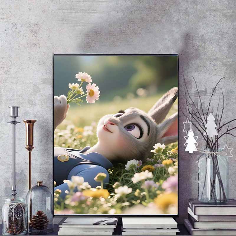Disney 5D DIY Diamond Painting Zootopia Healing Illustration Cartoon Full Diamond Mosaic Diamond Painting Art Wall Decoration Craft Set