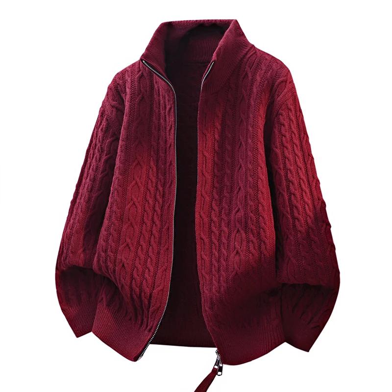 Men Knitted Cardigan Man Vintage Stand Collar Cardigan Men Oversize Loose Sweater Autumn Male Casual Sweater Korean Jackets