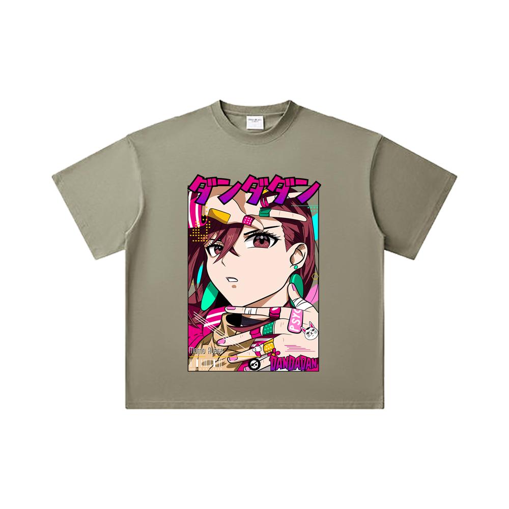 260 GSM Double Yarn 32 Count 100% Cotton Dandadan V21 Momo Print Unisex Heavy Cotton T Shirt