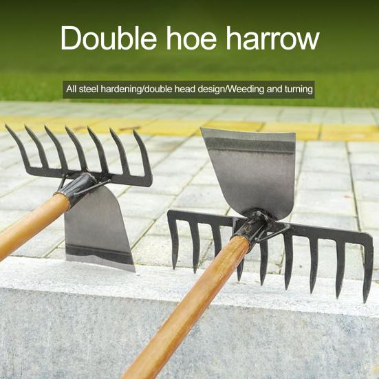 Yousheng 2-in-1 Weeding Rake Garden Hoe And Rake Heavy Duty Hand Weeder Gardening Hoe for Weeding Soil Loosening Landscaping