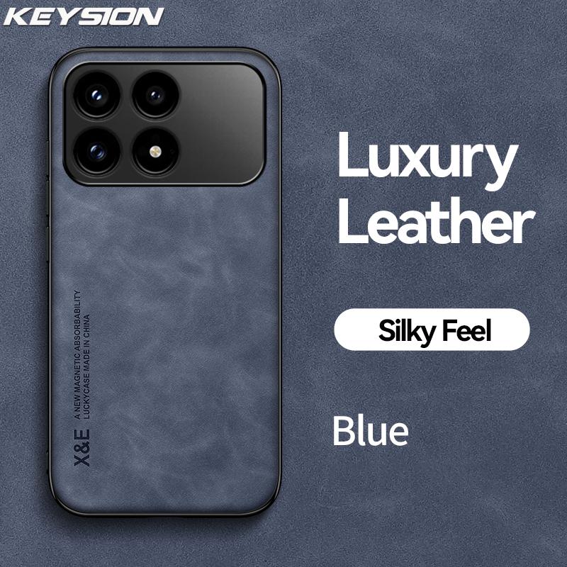KEYSION Luxury Retro PU Leather Phone Case for Xiaomi POCO F8 Pro Soft Silicone+PC Shockproof Phone Back Cover for POCO F8 Ultra