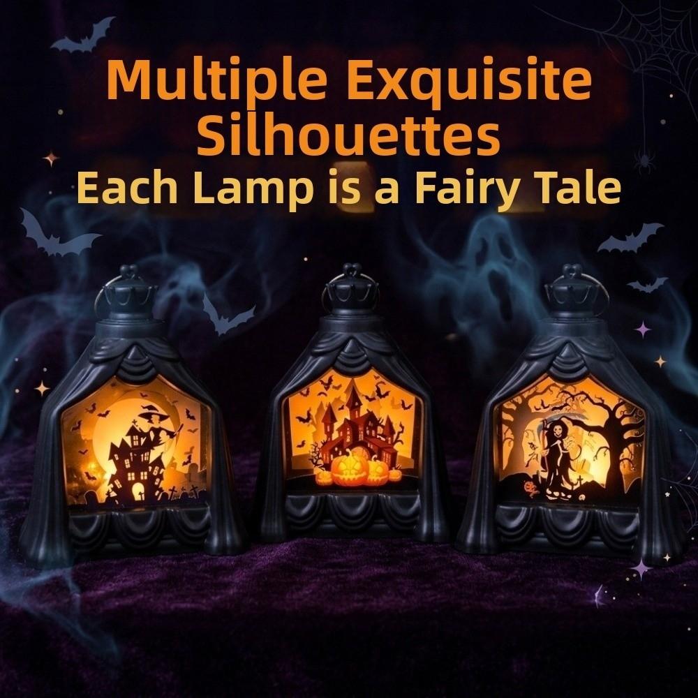 Vintage Halloween Pumpkin Ghost Lamp Battery Powered Handheld Pumpkin LED Light Waterproof Plastic Halloween Night Light