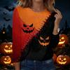 Damen Halloween Bedruckter Pullover Sweatshirt Langarm Rundhalsausschnitt Lässiges Lockeres Oberteil für Herbst Winter Alltag