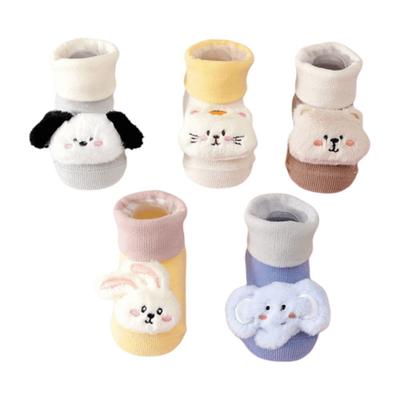 Warm Anti-Slip Baby Socks Thick Plus Fleece Walking Socks Midtube 3D Newborn Baby Socks Baby Boys Girls