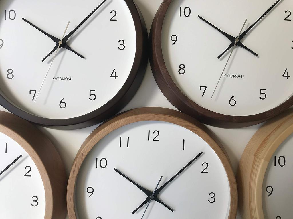 KATOMOKU Muku Uhr 13 Eiche Funkuhr laufender Sekundenzeiger km-104OARC 306mm (Funkuhr)