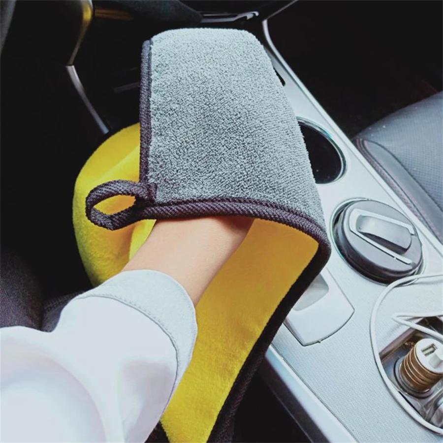 1/2/6/10pcs Microfiber Cleaning Towel Thicken Soft Drying Cloth Car Body Washing Towels Double Layer Clean Rags Car Accessories