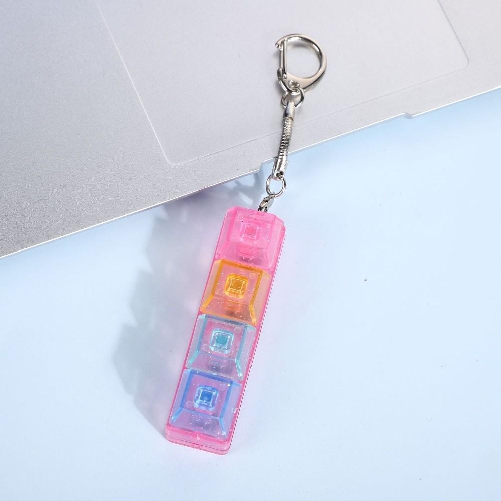Creatve 4 Keys Fidget Keychain Keycap Stress Relief Clicker Toy Pendant Pass The Time Key Button Finger Keyboard Cap for Adult