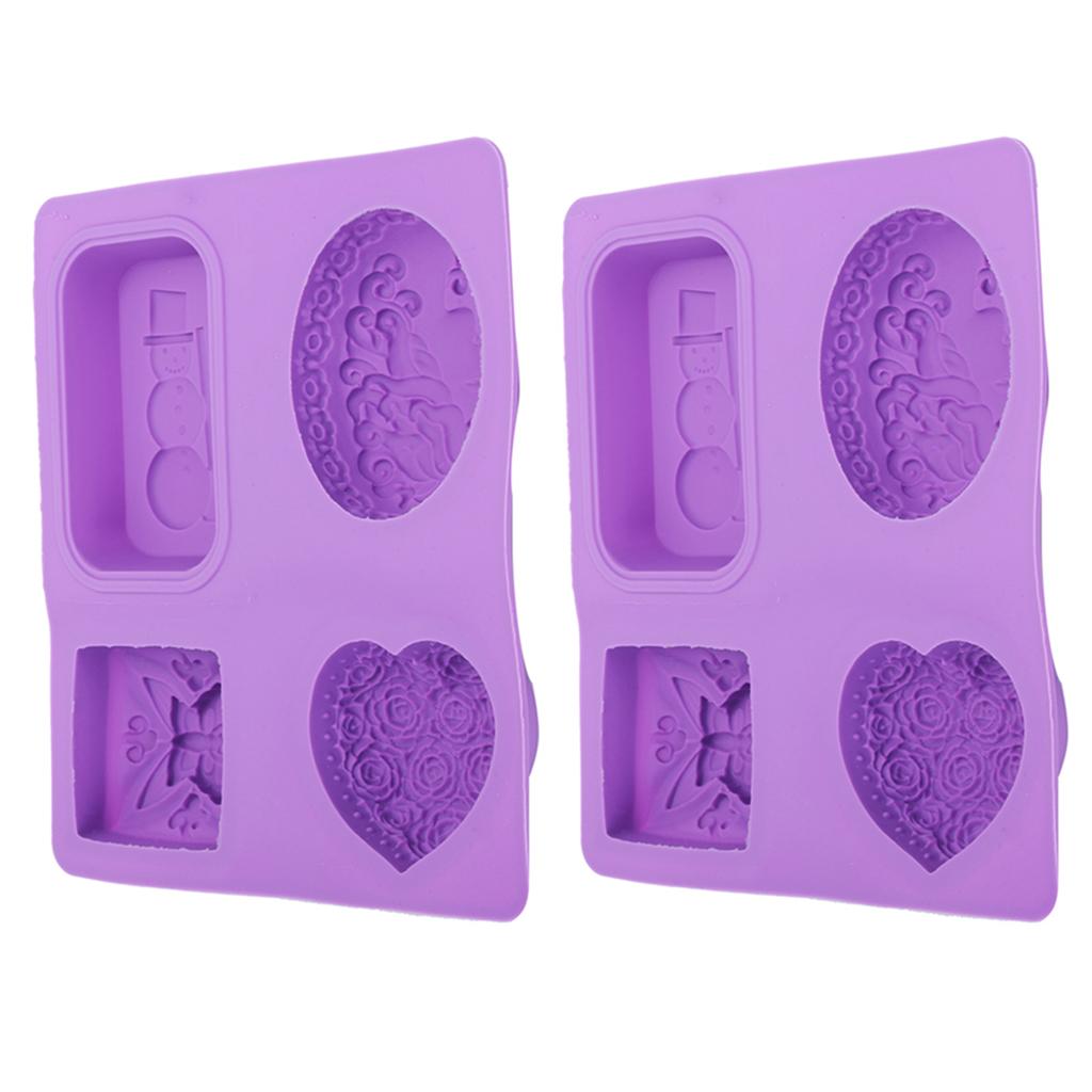 2Pcs Silicone Soap Mold 4Grids DIY HandMade Cupcake Baking Mould HeatResistant