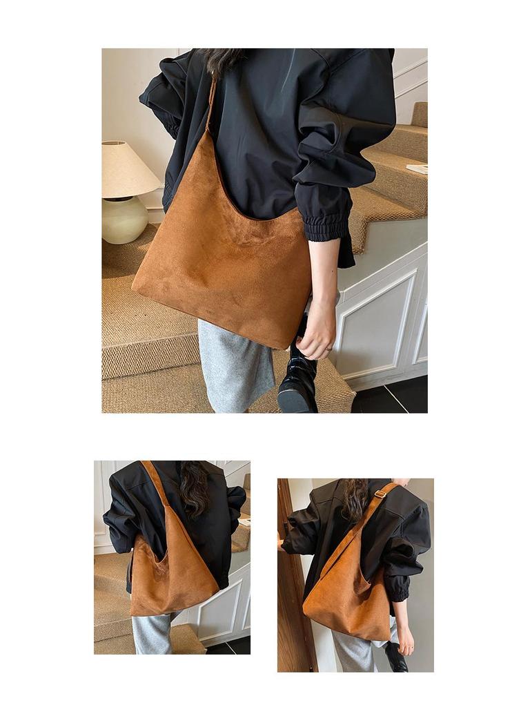 Sueded 2026 Retro Women's Tote: Large-Capacity Commuter Shoulder Bag