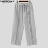 INCERUN Men Drawstring Elastic Waist Rumple Long Sweatpants Casual Loose Sport Trousers