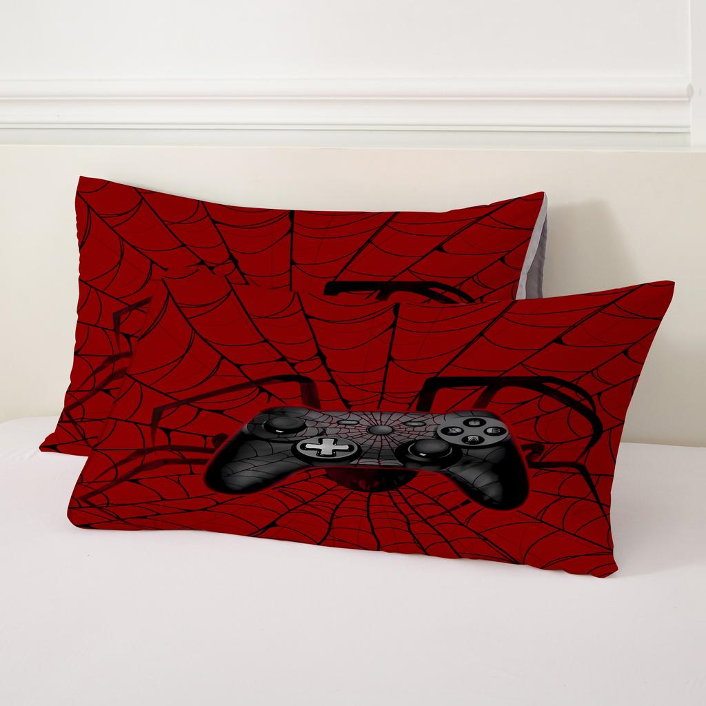 Boys Game Controller Quilt Cover Cool Gamepad Bedding Set Modern Polyester Comforter Bedspread Black Red Spider Web Bedding Set