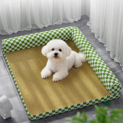 Dog Cooling Mat Summer Cat Bed with Neck Support Pillows Cool Sleeping Mat with Removable Washable Cover for Cats Puppies Small Dogs