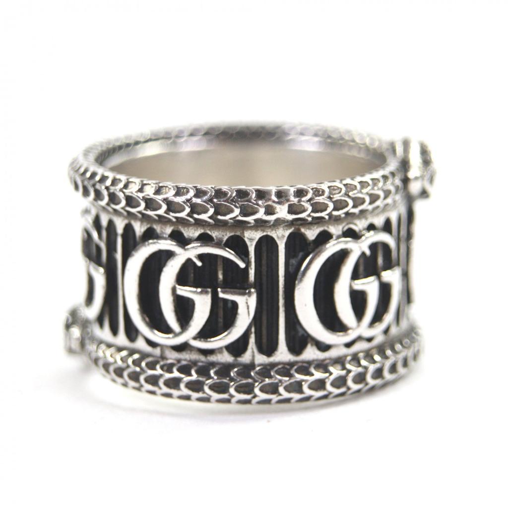 Great GUCCI Ring Snake Double G Silver AG925 mens 14 Used