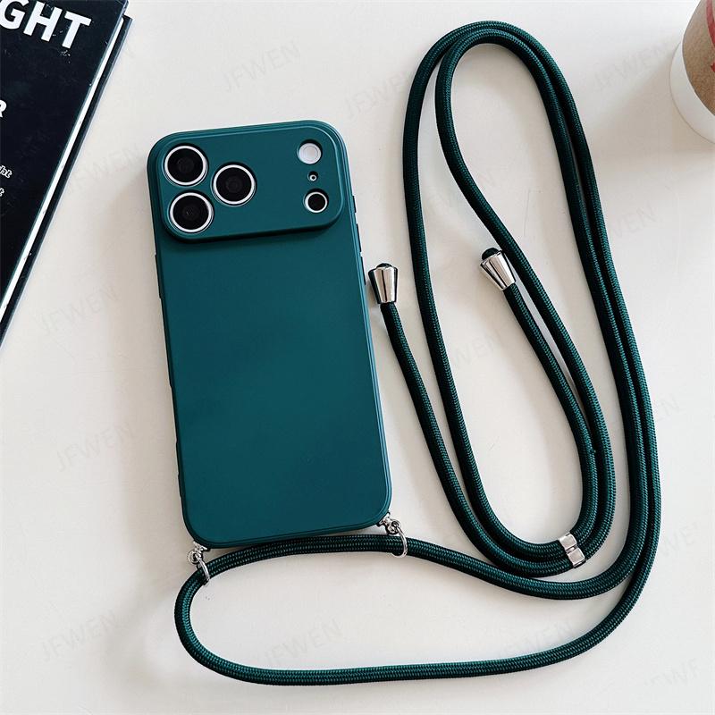 Umhängeband Einfarbige Hülle Für iphone 17 Air 16 15 14 Plus 13 Pro Max Luxus Stoßfestes Silikon Weiche TPU Rückseite