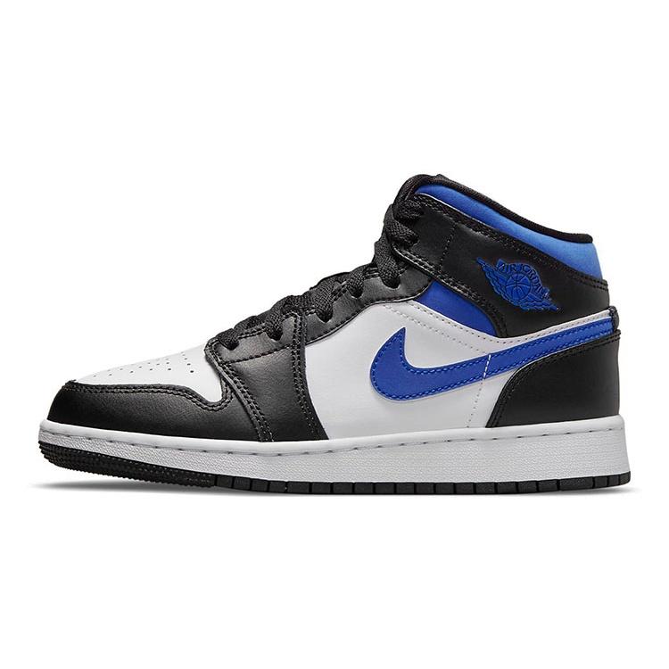 (GS) Air Jordan 1 Mid  White Black Racer Blue  Kids  554725-140 EU 35.5