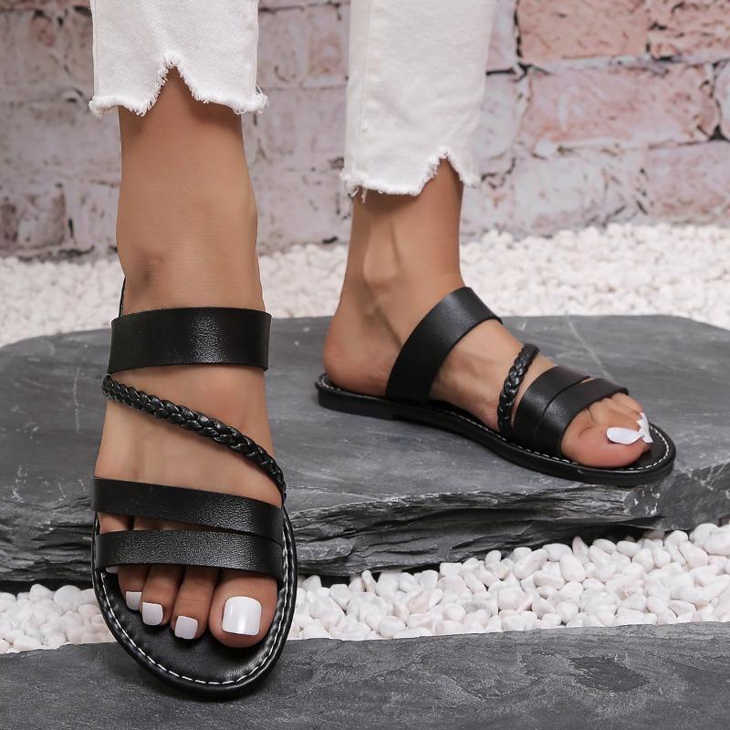 Slippers Women's Summer New Large Size One-character Fashionable and Comfortable Flat Heel Women's Cool Slippers One Piece