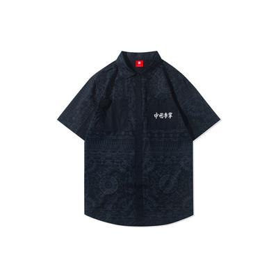 Li Ning Mogao Caves Element Printed Short Sleeve Shirt Men Shirts Black ASHR067-1
