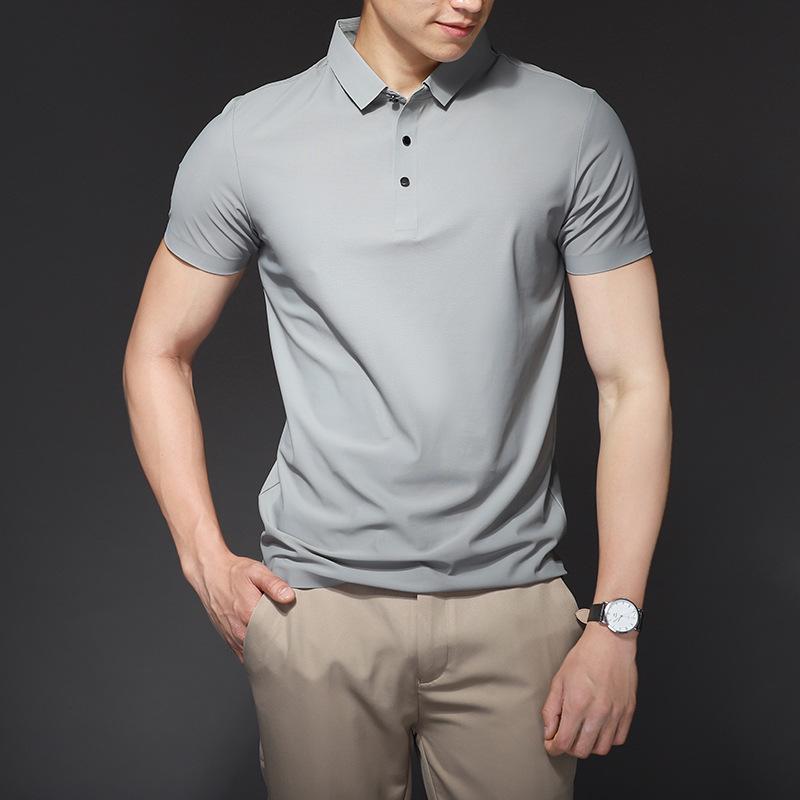 Ice Silk Summer Mens Short Sleeve Polo Shirts Golf Shirts Fashion Business Casual Male Tops Tees Polo