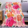 Bright Watercolor Flower Lightweight Microfiber Soft Christmas Fleece Blanket Warm Cozy Throw for Sofa Office Travel All Season