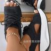 Sandals Women's Summer New Fashion Fish Mouth Sandals Lace-up Wedge Heel Rocking Bottom Sports Sandals