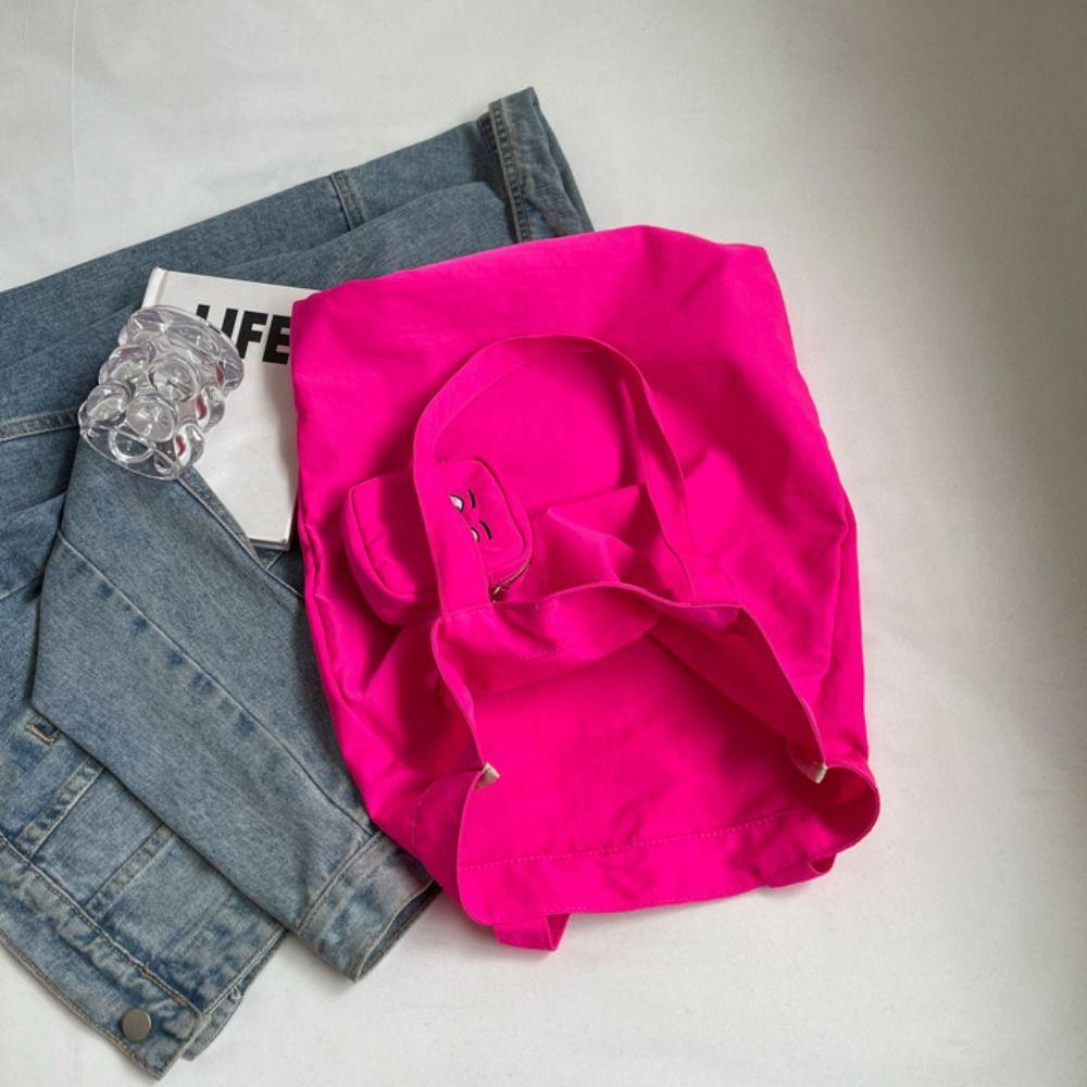 With Storage Bag Solid Color Shoulder Bag Shopping Bag Colorful Handbag  Students