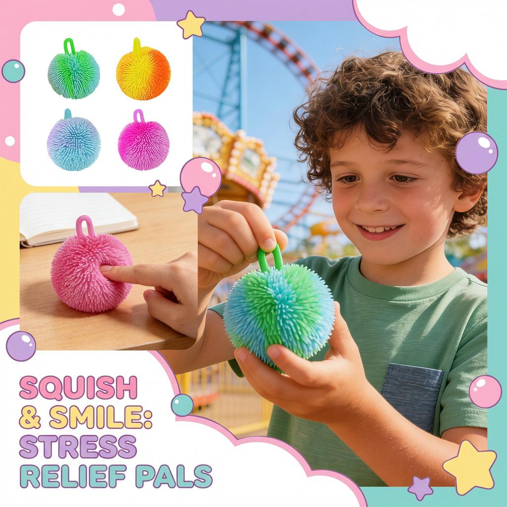 Rubber Stretchy Spike Ball with LED Lights, Stretchable Tentacle Sensory Toy for Kids Party Favors