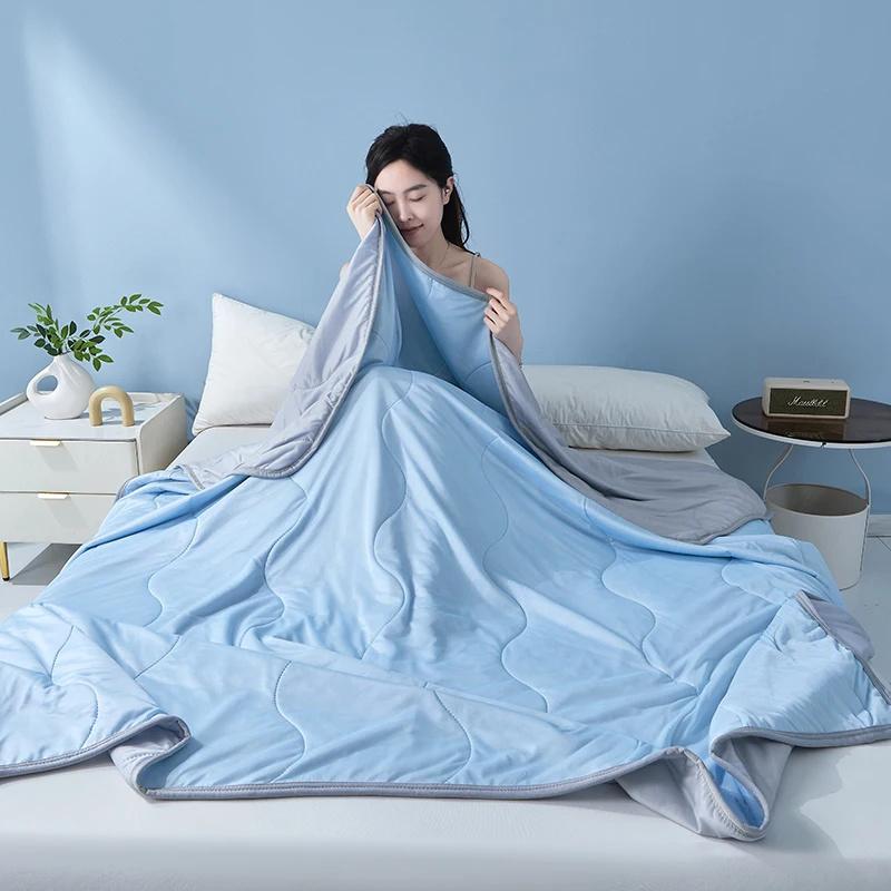 2026 Soft Silky Cool Summer Quilt Double Side Cold Cooling Fabric Breathable Cooled Air Condition Blanket Summer Thin Comforter